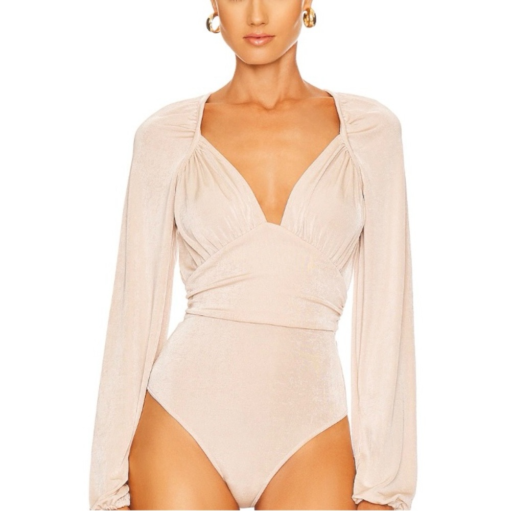 Intimately Free People In Your Arms Blossom Pearl Balloon Sleeves Ruched V Neck